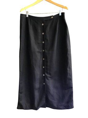 EMMA JAMES-WOMENS A-LINE MIDI SKIRT BUTTON FRONT CLOSURE FULLY LINE BLUE SIZE 16